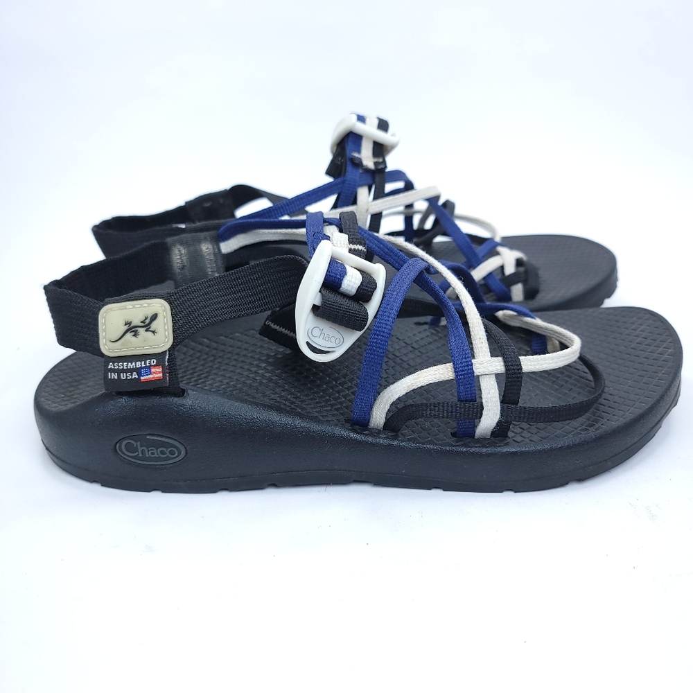 Chaco Womens Size 9 ZX/3 Classic Sport Sandals Strappy Blue Orange White USA